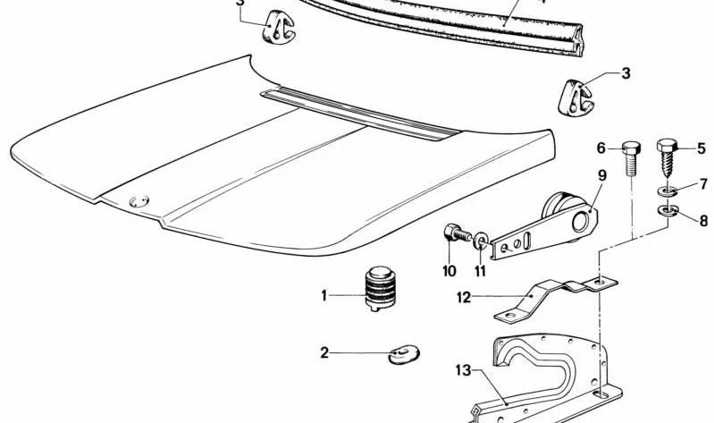 Tope de puerta OEM 51231841360 para BMW E12. Original BMW.
