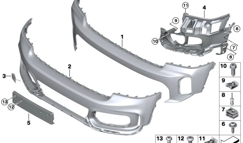 Revestimiento de parachoques delantero imprimado OEM 51119880353 para MINI Countryman F60 LCI (05/2019 - 02/2024). Original MINI.