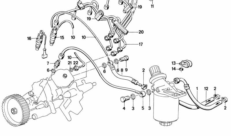 Tubería de combustible OEM 13531285712 para BMW E28. Original BMW.