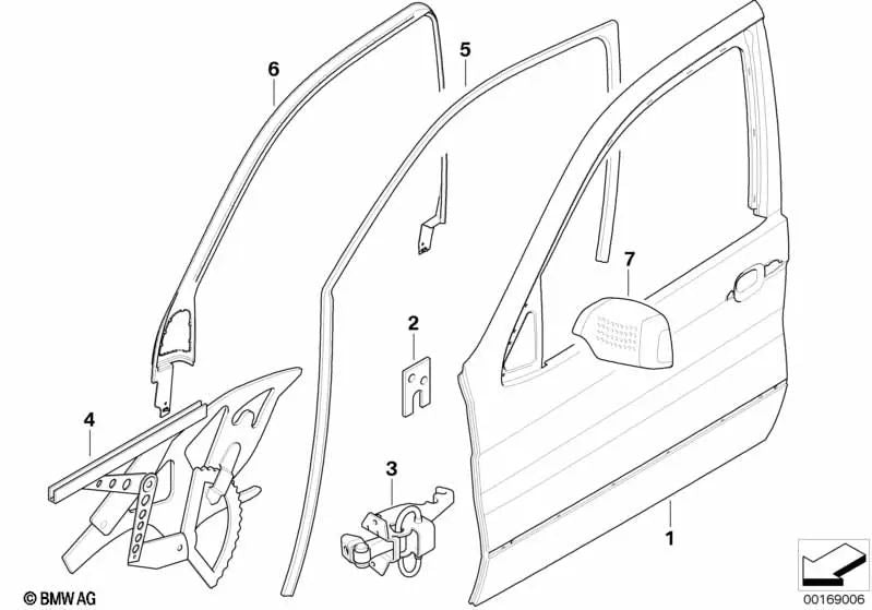 Freio da porta da frente para BMW X5 E53 (OEM 51217168775). BMW original.