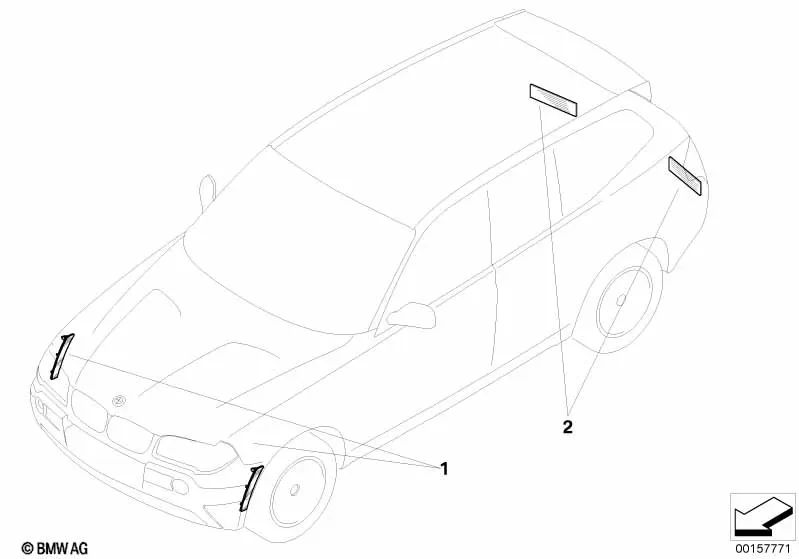 Refletor lateral direito para BMW X5 E70 (OEM 63217162548). BMW original.