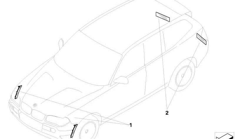 Catadióptrico lateral derecho OEM 63215A3CB62 para BMW Serie 1 F40, Serie 2 G42, Serie 3 G20/G21, Serie 4 G22/G23/G26, i4 G26, X3 G01, X4 G02. Original BMW.
