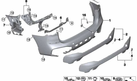 Revestimiento parachoques trasero inferior OEM 51128072777 para BMW X1 F48 (11/2014 - 06/2019). Original BMW.