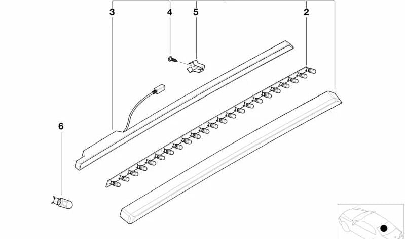 Clip de sujet troisième feu de frein OEM 63258407161 pour BMW E36 et Z3. BMW d'origine.