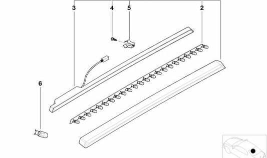 Clip de sujeción tercera luz de freno OEM 63258407161 para BMW E36 y Z3. Original BMW.