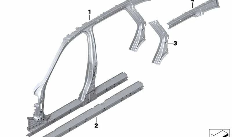 Marco lateral central izquierdo OEM 41007427483 para BMW F31. Original BMW.