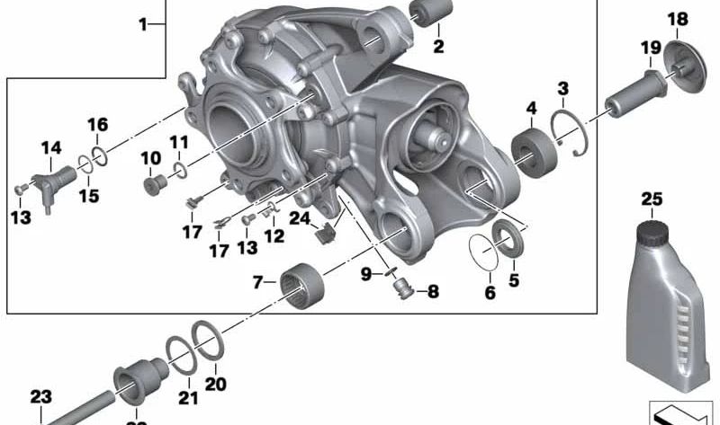 Grupo cónico trasero gris asfalto OEM 33118528991 para BMW Motorrad K 1300 S (KK40) y K 1300 GT (KK44). Original BMW Motorrad.