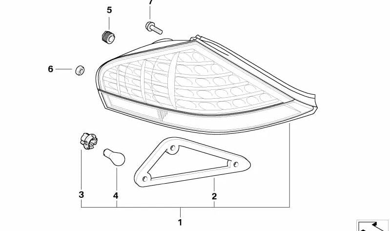 Portalámparas trasero OEM 63216942452 para BMW E63, E64 (630i, 645Ci). Compatible con versiones manuales y automáticas. Repuesto original BMW.