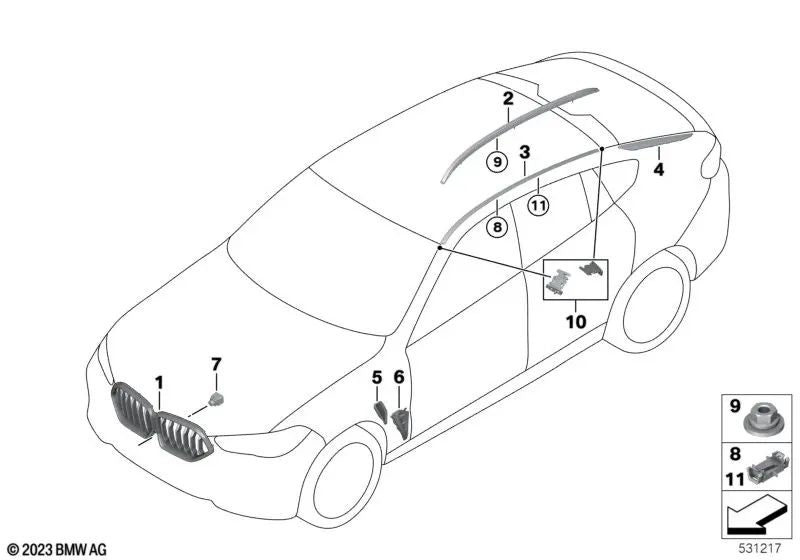 Air Breather izquierdo OEM 51138746969 para BMW X6 M F96, X6 M F96 LCI. Original BMW.