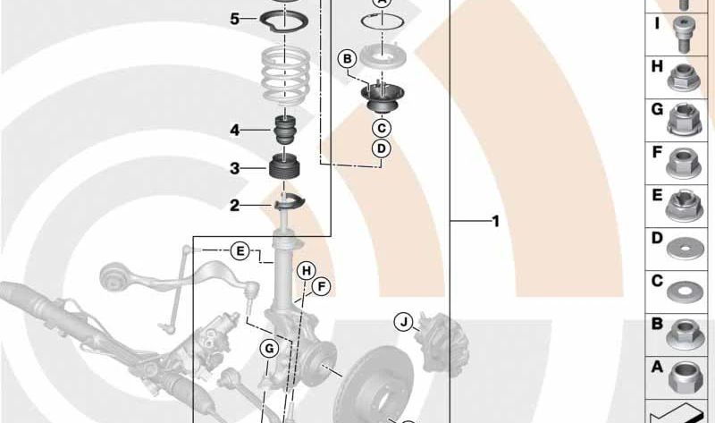 Juego reparación cojinete apoyo OEM 31352405884 para BMW E81, E87, E82, E88, E90, E91, E92, E93, X1 E84… y más. Original BMW.