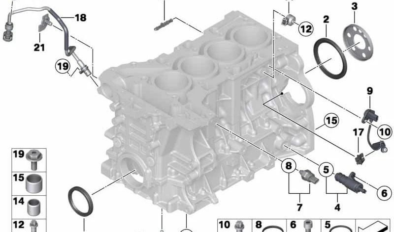 Junta OEM 12617614449 para BMW F20, F21, F22, F23, F30, F31, F34, F32, F33, F36, F07, F10, F11, E84, F25, F26, F15, F16, E89. Original BMW.