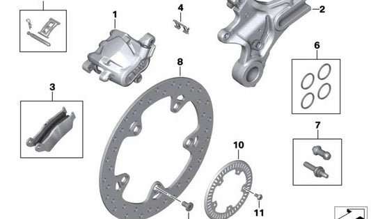 Soporte pinza portapastillas trasero OEM 34218546621 para BMW Motorrad S 1000 XR (K49). Original BMW Motorrad.