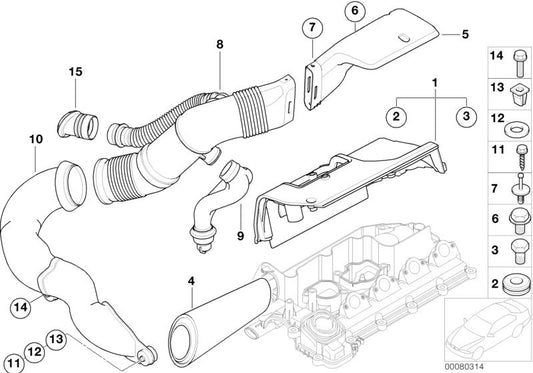 Manguito de admisión de aire OEM 13717786221 para BMW E39 520d y 525d. Compatible con motores M47 y M57. Original BMW.