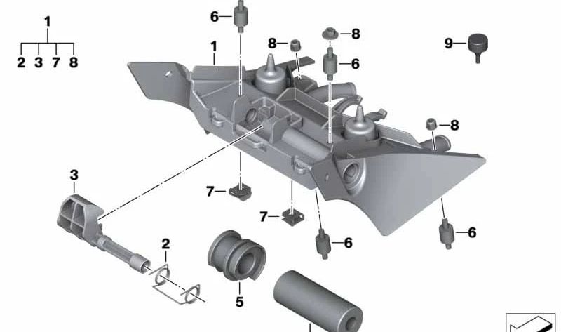 Soporte de goma derecho OEM 52537701034 para motos BMW F 700 GS, F 650 GS, F 800 GS, F 800 GS Adventure. Original BMW Motorrad.