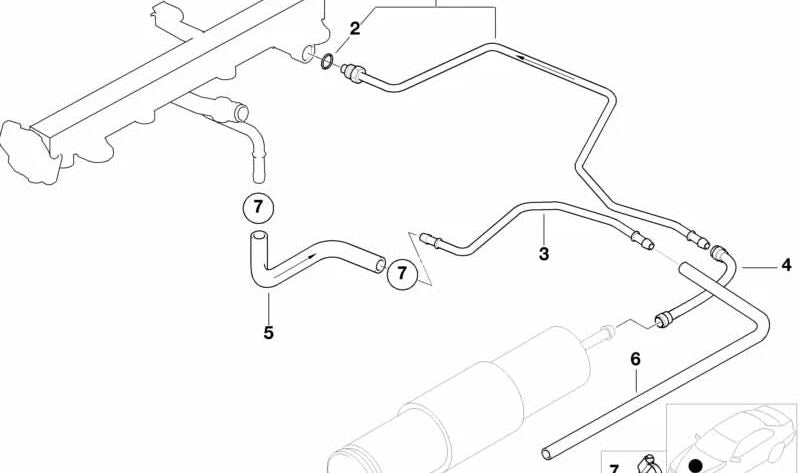 Tubo de alimentación de combustible OEM 13531433943 para BMW E46 {316Ci, 316iA, 316i, 316iN, 316iE}. Original BMW.