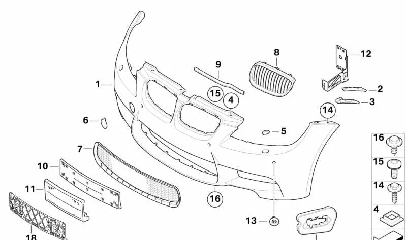 Plantilla de taladro para matrícula delantera OEM 51117891399 para BMW E90, E90N, E91, E91N. Original BMW.
