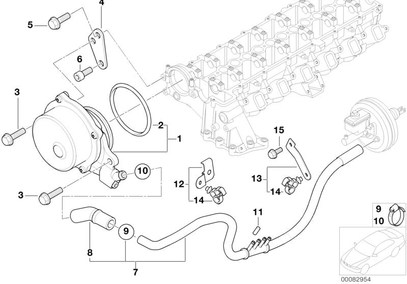 Tubo de vacío OEM 11667787080 para BMW E39, E38, E53 (modelos 525d, 530d con motor M57). Original BMW.