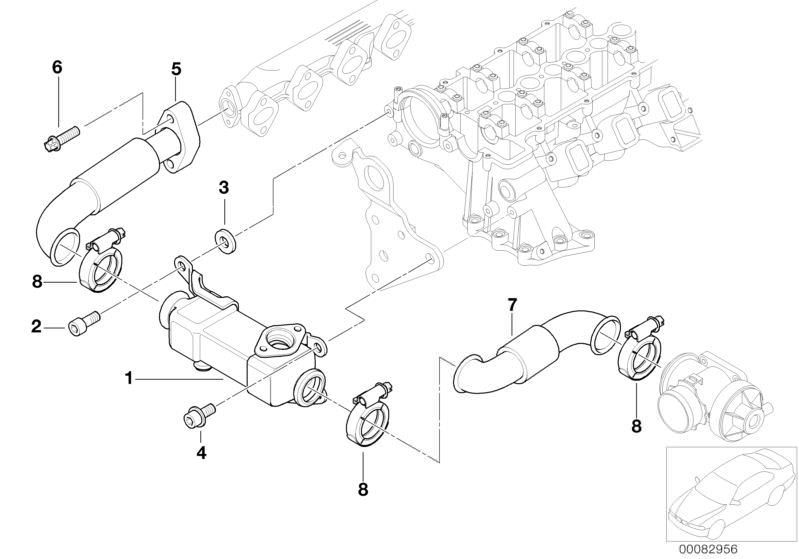 Tubería de recirculación de gases OEM 11712354039 para BMW E87 (118d, 120d) y E46 (318d). Compatible con motores diésel M47S. Original BMW.