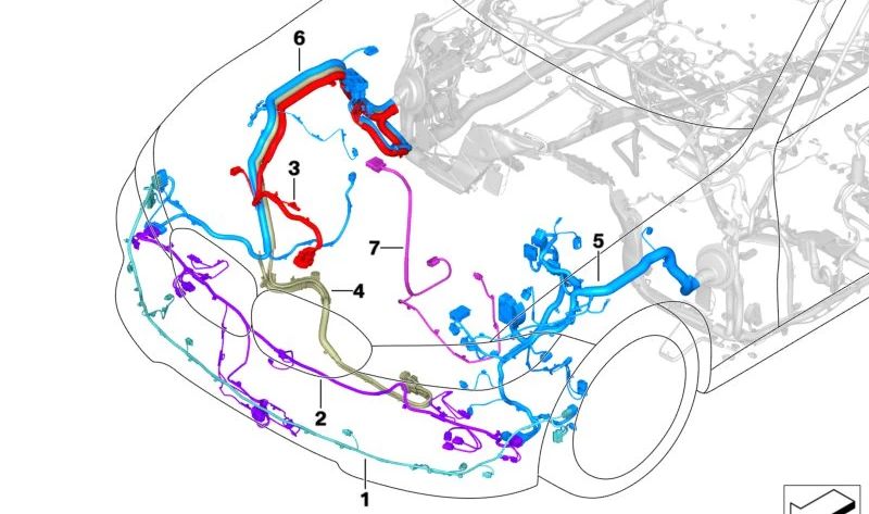 Set di cavi di riparazione anteriore destra per BMW 4 G26E Serie (OEM 61115A54938). BMW originale.