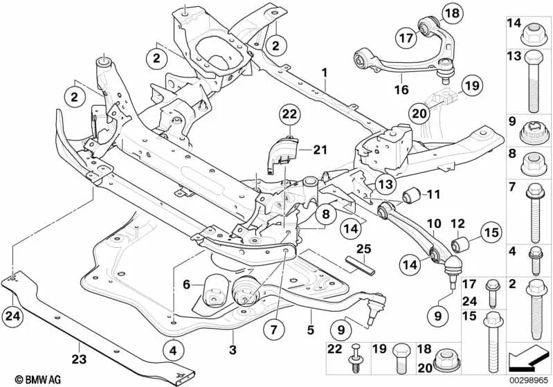 Front axle carrier for BMW X5 E70, E70N, X6 E71 (OEM 31116779357). Original BMW