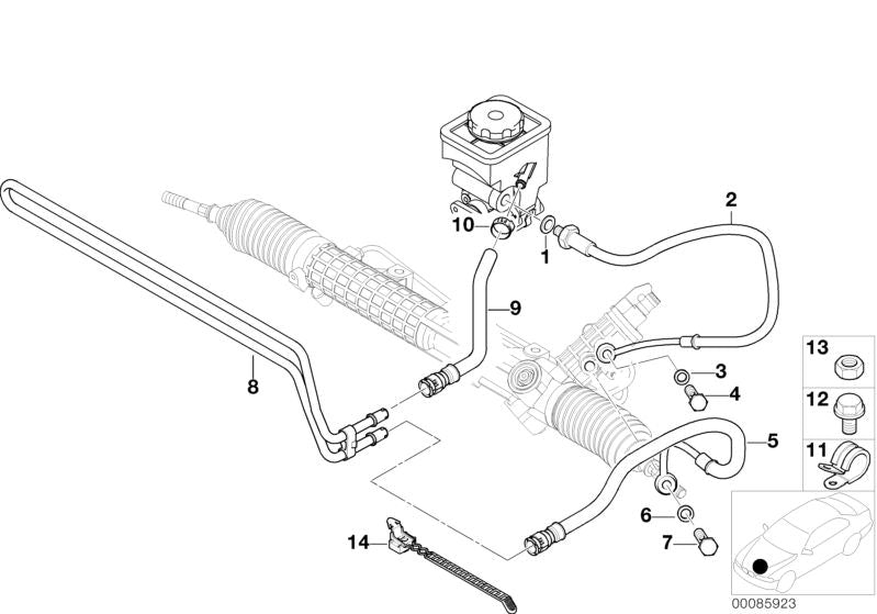 Tubo di raffreddamento OEM 17212247361 per BMW E39 ed E38. Pezzo di sistema di gestione assistito. BMW originale.