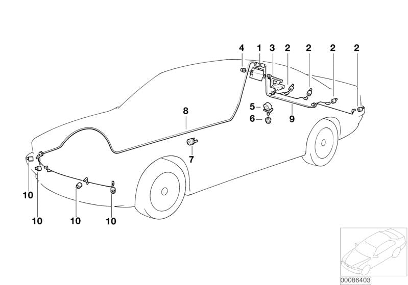Sensor de aparcamiento (PDC) ultrasónico negro OEM 66202240840 para BMW E39, E60, E61, E63, E64, E85, E86 y MINI R50, R52, R53. Original BMW y MINI.
