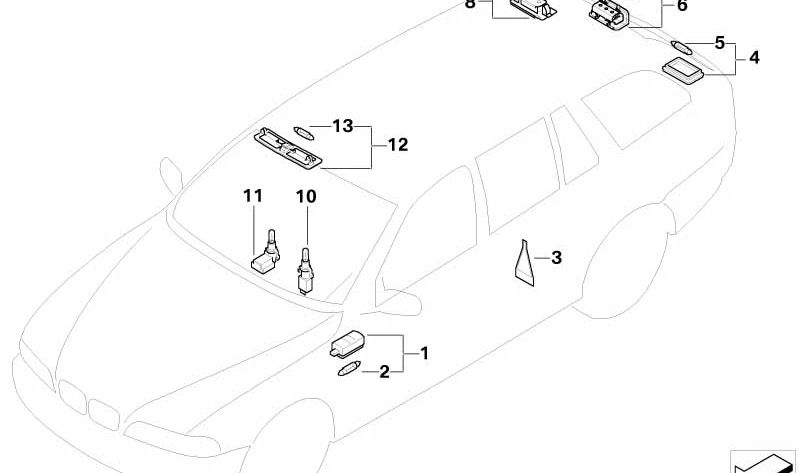 Luz de matrícula OEM 51138236878 para BMW E39. Original BMW.