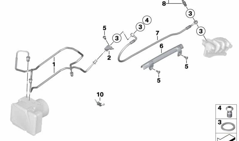 Kit reparación latiguillo freno trasero OEM 34327724654 para BMW Motorrad R 1200 R (RK27) modelos 2006-2014. Compatible con sistemas ABS. Original BMW Motorrad.