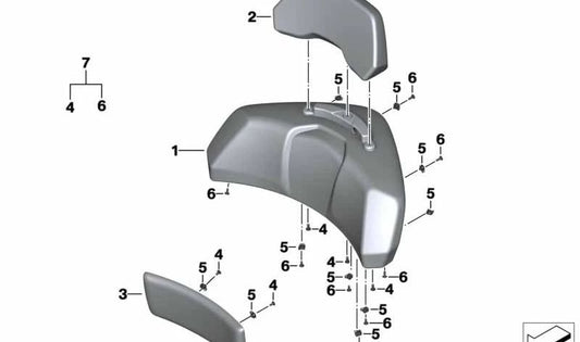 Módulo acolchoado superior preto OEM 46548560348 para BMW Motorrad K 1600 GT, K 1600 GTL (06/2013 - 08/2016). Originais BMW Motorrad.