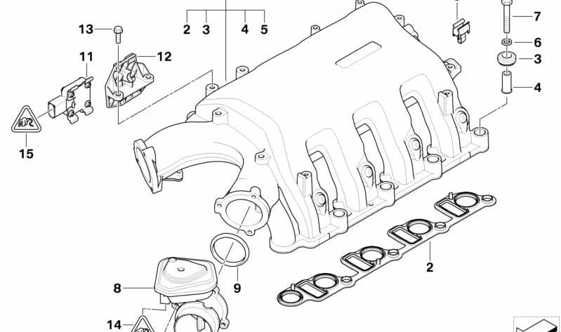 Elemento de discoplamento OEM 11617792509 para BMW E65 745D (motor M67T). Peça original da BMW para sistema de admissão. Somente compatível com este modelo. BMW original.