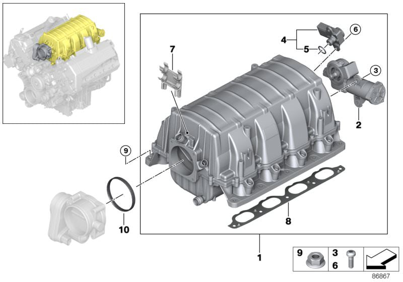 Sensor de presión diferencial OEM 13628657300 para BMW E81, E82, E87, E88, E46, E90, E91, E92, E93, E60, E61, F10, F11, E63, E64, E65, E66, F01, F02, E84, E83, F25, E53, E70, E85, E86, E89, F60. Original BMW.