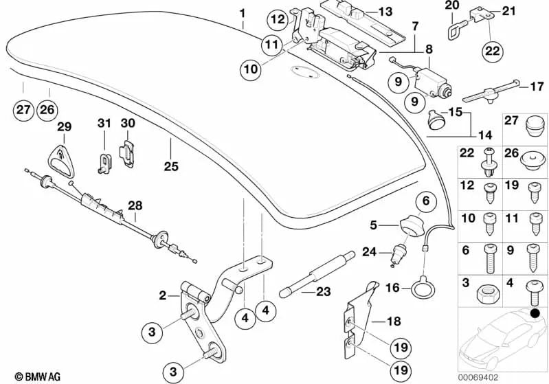 Zogüese para BMW Z8 E52, MINI R50, R53, R56 (OEM 51247008319). Original BMW