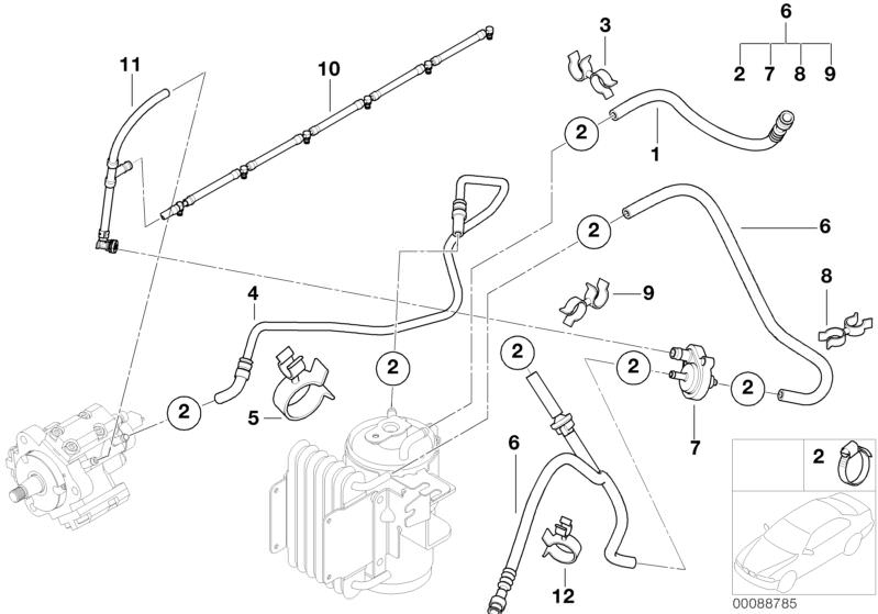 Tubería de alimentación de combustible OEM 13537786004 para BMW E53. Repuesto original BMW.