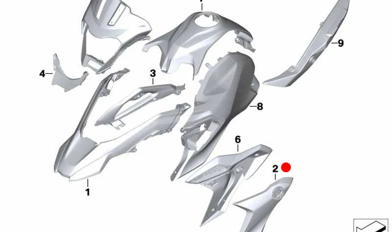 Soporte embellecedor lateral derecho OEM 46638388670 para BMW Motorrad G 310 GS (2017-2025). Pieza original BMW. Ideal para sustituir o personalizar el lateral derecho de tu moto.