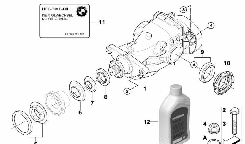 Diferencial trasero OEM 33107552523 para BMW E70, E71, E72. Original BMW.