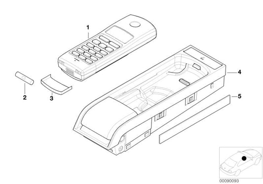 Tapa batería del teléfono OEM 84116905100 para BMW E46, E39, E38, E65, E66, E53. Repuesto original BMW.