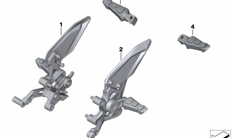 Conjunto de reposapiés HP izquierdo OEM 77258553929 para BMW Motorrad S 1000 XR (K49). Original BMW Motorrad.