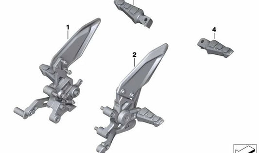 Conjunto de reposapiés HP izquierdo OEM 77258553929 para BMW Motorrad S 1000 XR (K49). Original BMW Motorrad.