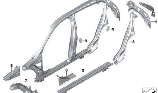 Rechts -Rear -Pilar -C -Verstärkung für BMW F40, F70 (OEM 41219498386). Original BMW