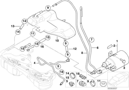 Depósito de expansión refrigerante OEM 16137176540 para BMW E46. Original BMW.