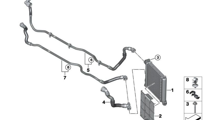 Soporte de manguera OEM 12528577055 para MINI F55, F56, F57, F54, F60, F70, F74, F78, U10, U11, U12 y BMW G11, G12, G14, G15, G16, G30, G31. Original MINI y BMW.