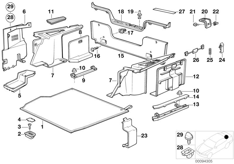 CLOSURE OF BOARD OEM 51471947370 FOR BMW E30 316I, 318I, 320i. Original BMW piece.