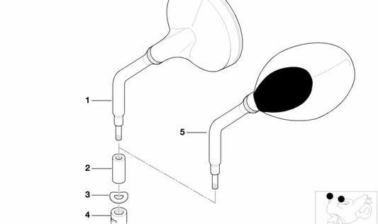 Rechte Retrovisor OEM 71607658937 Für Motorräder BMW R850C, R1200C, R1200C Montauk, R1200C Independent. Originaler BMW Motorrad.