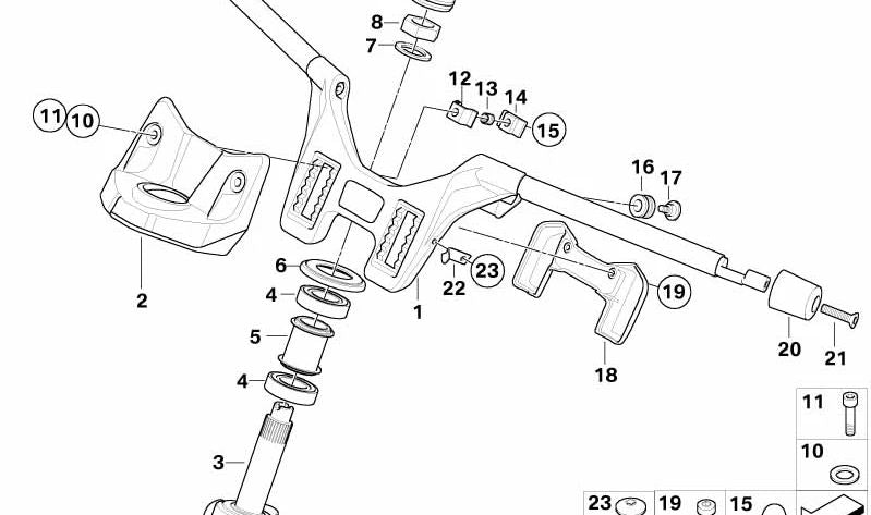 Puente del manillar inferior OEM 32717680022 para motos BMW K1200GT (2006-2008), K1300GT (2008-2010). Original BMW Motorrad.