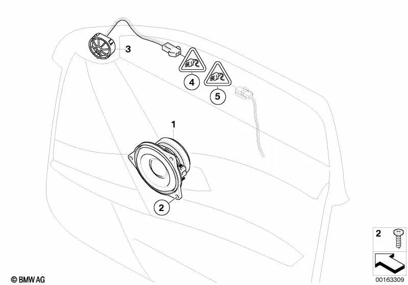 Altavoz de agudos HiFi OEM 65136978628 para BMW Serie 5 E60, E60 LCI, E61, E61 LCI. Original BMW.