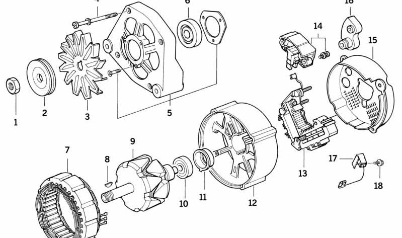 Polia alternadora OEM 12311739200 para BMW E36 e E34. BMW original sobressalente.