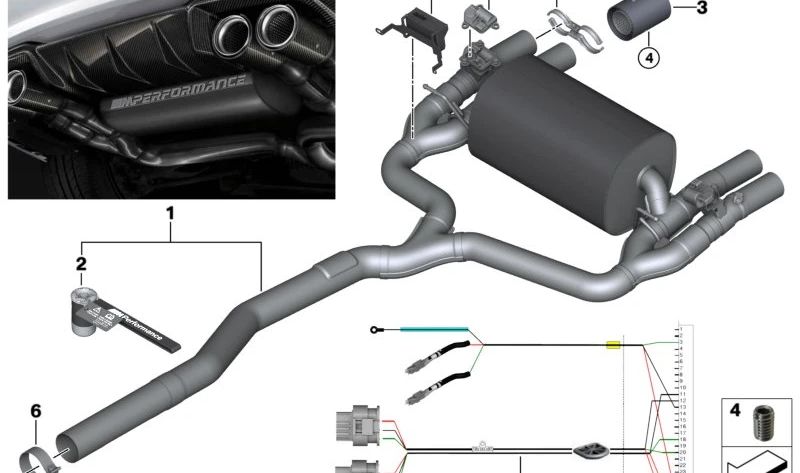 Sistema di scarico con valvola di performance M OEM 18302412432 per BMW F87 M2 (N55) 2015-2018. Migliora il suono e le prestazioni. BMW originale.