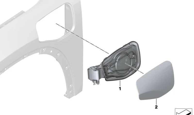 Tapa protectora del conector de carga OEM 51179466557 para BMW X1 {U11, U12}. Original BMW.