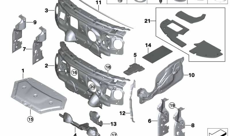 Insonorización columna A derecha OEM 51487298906 para MINI F55, F56, F57, F56 BEV... y más. Original MINI.