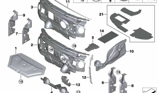Aislante acústico pilar A izquierdo OEM 51487298905 para MINI F55, F56, F57. Original MINI.